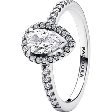 Pandora Sparkling Pear Halo Ring - Silver/Transparent