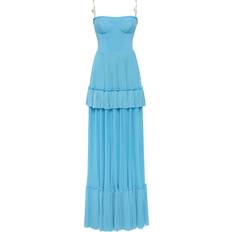 Milla Jeans Diesel Woman Sky-Blue Spaghetti Strap Pleated Maxi Dress - Black
