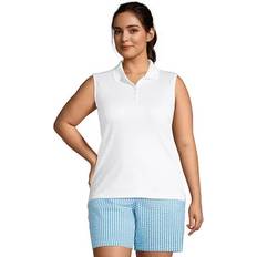 Lands' End 3XL Polo Shirts Lands' End Plus Sleeveless Supima Cotton Polo Shirt White