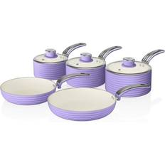 Swan Retro 5 Piece Pan Cookware Set with lid