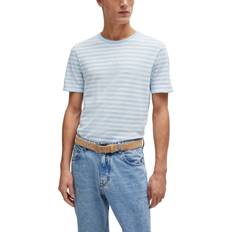 Linen - Men T-shirts HUGO BOSS Men's Horizontal-Stripe T-shirt Open Blue