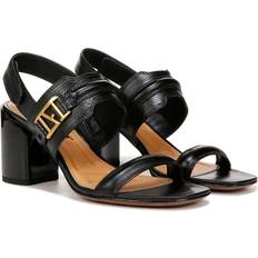 Synthetic Leather Heeled Sandals Franco Sarto Shoes Owen Mid Heel Sandal Black Faux Leather Square Toe, Slingback Black Faux Leather