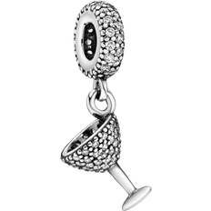 Silver Charms & Pendants Pandora Pavé Cocktail Dangle Charm - Silver/Transparent