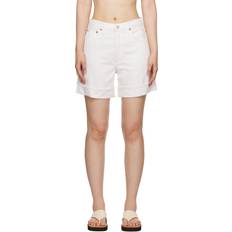 Organic Fabric - Women Shorts Agolde White Dame Denim Shorts WAIST