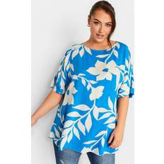 Blue Blouses Yours Short Sleeve Floral Top Blue