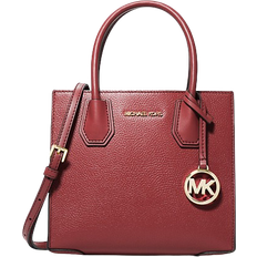 Michael Kors Red Handbags Michael Kors Mercer Medium Pebbled Leather Crossbody Bag - Dark Cherry