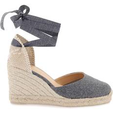 Tela Espadrillas Castañer Espadrillas Compensées En Lin Et Coton Taille Argent