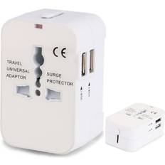 Bysion White UK to Europe Travel Adapter With 2 USB Ports Safe & Grounded European Travel Adaptor Schuko Plug EU Germany France Spain Portugal