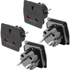 Incutex Travel Adapter UK GB England Travel Adapter EU Schuko 2-Pin on UK 3-Pin Travel Socket-/Plugadapter 2x, UK to EU black