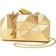 Cotton - Women Clutches Tianfu Women Lattice Pattern Metal Evening Clutch Bag,Geometric Evening Clutch Purse Handbag Wedding Party Prom Formal Gold