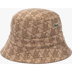 Lacoste Hüte Lacoste Wendbarer Jacquard-Eimerhut mit Monogramm Beige Braun