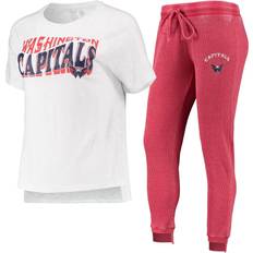 Concepts Sport Women's Red/White Washington Capitals Resurgence Slub Burnout Raglan T-Shirt & Joggers Sleep Set