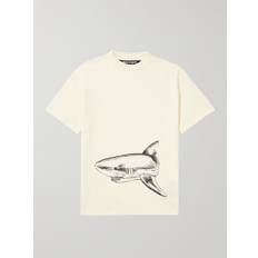 Palm Angels Herre Overdele Palm Angels Cotton Logo Print Rundhalset Bomulds T-shirt - Hvid