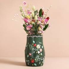 Lisa Angel Forest Green Flower green/pink/red Vase
