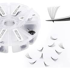 Wendy Lashes Volume Extensions 10D Premade Fans Eyelash Extensions 500 PCS 0.07mm Thickness 9-16mm Mixed C/D Curl Short Stem Premade Volume Eyelash Extensions Pointed Fans 500PCS-10D-0.07-C, 9-16mm Mixed Tray
