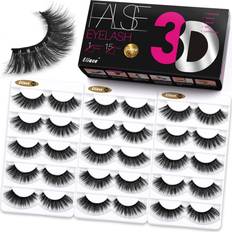 Eliace Natural Dramatic 3D Mink Eyelashes Cat Eye-Lash Wispies, Fake Eye lashes Long Fluffy Cross Volume Extension Handmade Makeup Thick Soft Reusable Super Easy Strip Lashes 15 Pairs Sierra Style