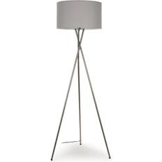White Floor Lamps ValueLights Modern Brushed Chrome Metal Tripod Floor Lamp