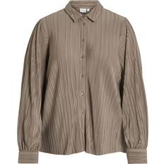 Plisseret Skjorter Vila Kerasi Plisee L/S Shirt - Brown