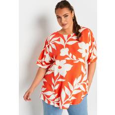 Orange - Women Blouses Yours Short Sleeve Floral Top Orange 22-24