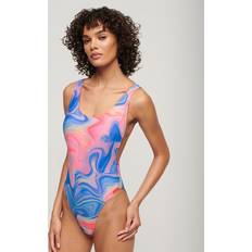 Superdry Swimwear Superdry Marble Print Scoop Back Swimsuit, Multi