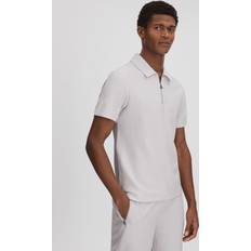 Silver Polo Shirts Reiss Felix Textured Half Zip Polo Shirt