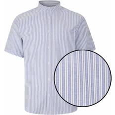 Kam Clothing Kam Mens Big Grandad Collar Cotton Casual Short Sleeve Shirt With