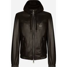 Dolce & Gabbana Oberbekleidung Dolce & Gabbana Logo Leather Jacket Black