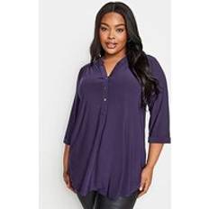 Violet Chemisiers Yours Half Placket Jersey Shirt, Purple, 22-24, Women