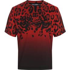 Dolce & Gabbana Red Leopard Print T-Shirt Rød