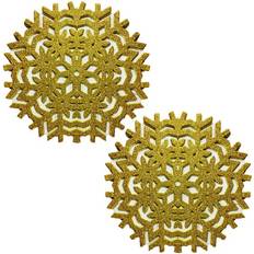 Gr8 Home Of 2 Glitter Christmas Snowflake Place Mat Gold