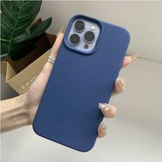 DIAO For iPhone 12 12 Pro, Midnight Blue Luxury Liquid Silicone Phone Case Camera Protection Case for iPhone 12 14 13 Pro Max Plus mini Case