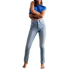 Lin Jeans Free People We The Leila High-Rise Leggy Slim Jeans at in Prairie Livin