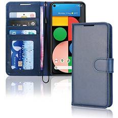 Google Pixel 4a Wallet Cases TechGear Blue Pixel 4a 5G Wallet Case, Flip Protective Cover with Card Holder, Stand and Wrist Strap PU Leather with Magnetic Closure For Google Pixel 4a 5G