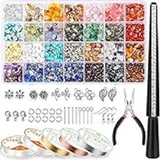 YYWE Making Kit with 28 Colors Crystal Beads,1660 Pcs Crystal Jewelry Making Kit with Gemstone Chip Beads, Jewelry Wire