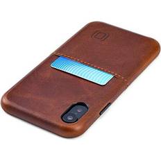 Dockem Virtuosa M1 Genuine Leather Wallet Case for iPhone XR: Slim Card Case with Integrated Metal Plate for Magnetic Mounting Brown