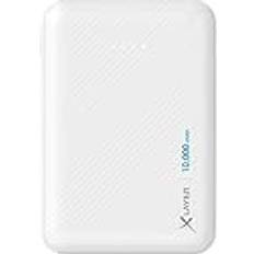 Powerbank til ipad Xlayer Zusatzakku Powerbank Micro Carbon White 10.000 mAh Akku, externes Ladegerät für iPhone, iPad, Samsung, Huawei, Xiaomi, AirPods, schnelles Aufladen, Tragbares Gerät