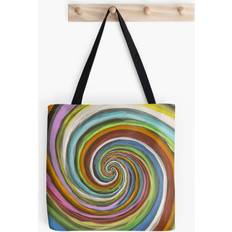 Multicoloured Totes & Shopping Bags BearLad Tote Bags Quantum Color Art Entanglement 1EP Multicolored artwork, painted by hand Grocery for School Library Gym