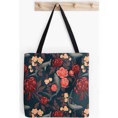 BearLad Tote Bags Botanical Shark Red and Blue Grocery for School Library Gym