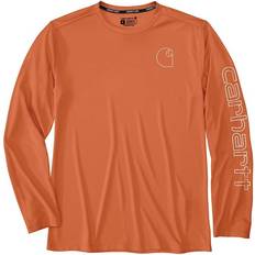 Tops Carhartt Men's Force Sun Defender Lightweight Long-Sleeve Logo Graphic T-Shirt Smalledona Orange