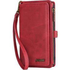 BOSHENG Red, Samsung S23 Ultra Wallet PU Portable Leather Phone Case ForGalaxy S8 S9 S10 S20 S21 S22 S23 PlusS20FE S21FE