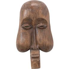 Storied Home Hand-Carved Albasia Wood Mask Wall Decor