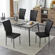 WOLTU Upholstered Black Silla de Cocina 96.5cm 4pcs