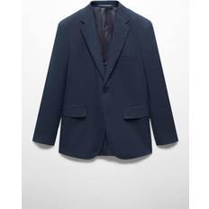 Linen - Men Blazers MANGO MAN 100% linen slim-fit suit blazer dark navy Men Dark Navy