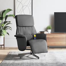 Fauteuils de massage vidaXL Fauteuil Inclinable de Massage et Repose-pieds, Siège avec Accoudoirs, Chaise de Relaxation avec Dossier Salon, Moderne, Gris Foncé Tissu