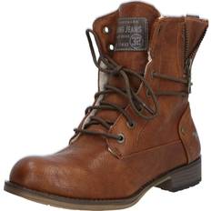 Mustang Damen Schuhe Mustang Schnürstiefelette cognac