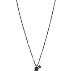 Emporio Armani Gunmetal Stainless Steel & Black Crystal Pendant