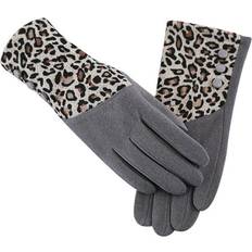 Leopard Gloves & Mittens OAVQHLG3B Gloves Women Leopard Print Gloves With Fleece T-ouch Screen For Index Finger