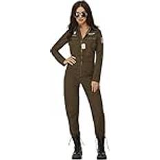 Military Fancy Dresses Smiffys Damen Kostüm Top Gun Maverick Aviator Karneval Fasching Gr. L, Farbe Olivgrün