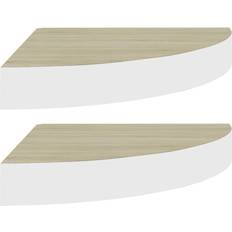 vidaXL 326640 Oak/White Estantería de Pared 35cm 2pcs