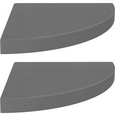 vidaXL 323914 High Gloss Grey Vägghylla 35cm 2st